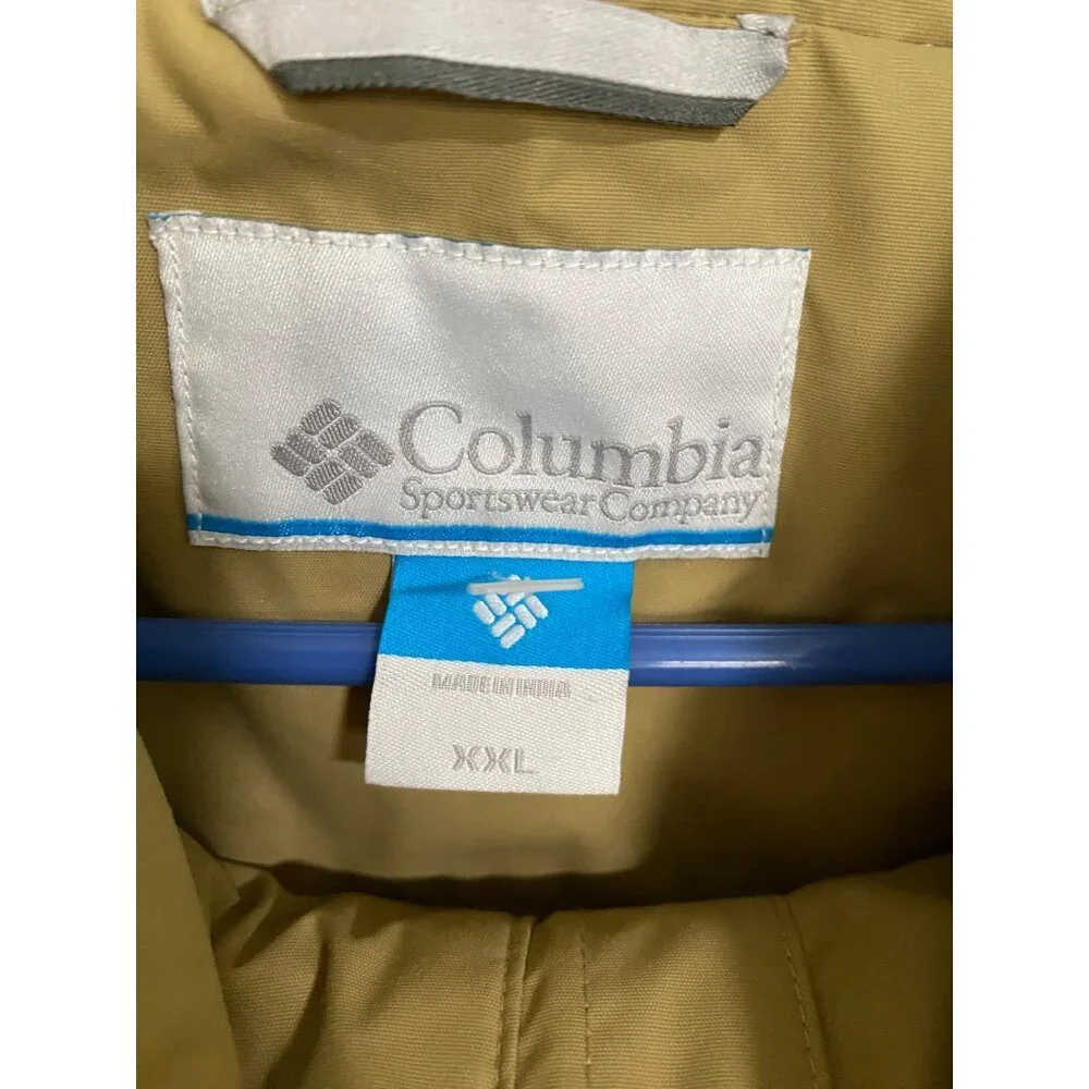 Columbia Mens Omni-Tech Waterproof Jacket Tan Nylon Outdoor Utility Size XXL
